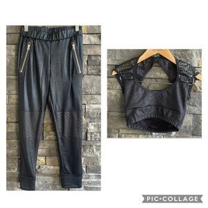 Reverence Dance Costume Youth Large Black Zipper Pants With Black Sleeveless Top